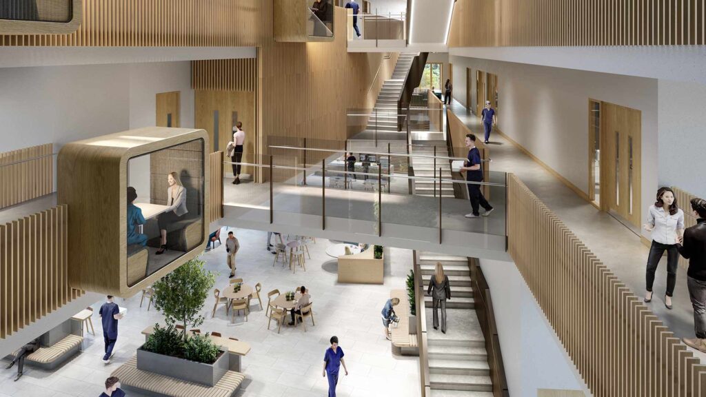interior design of national health innovation campus in huddersfield