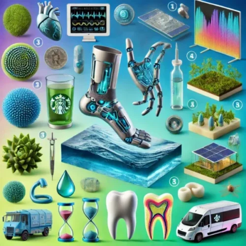AI generated, Multicoloured background with a collage of innovative objects.